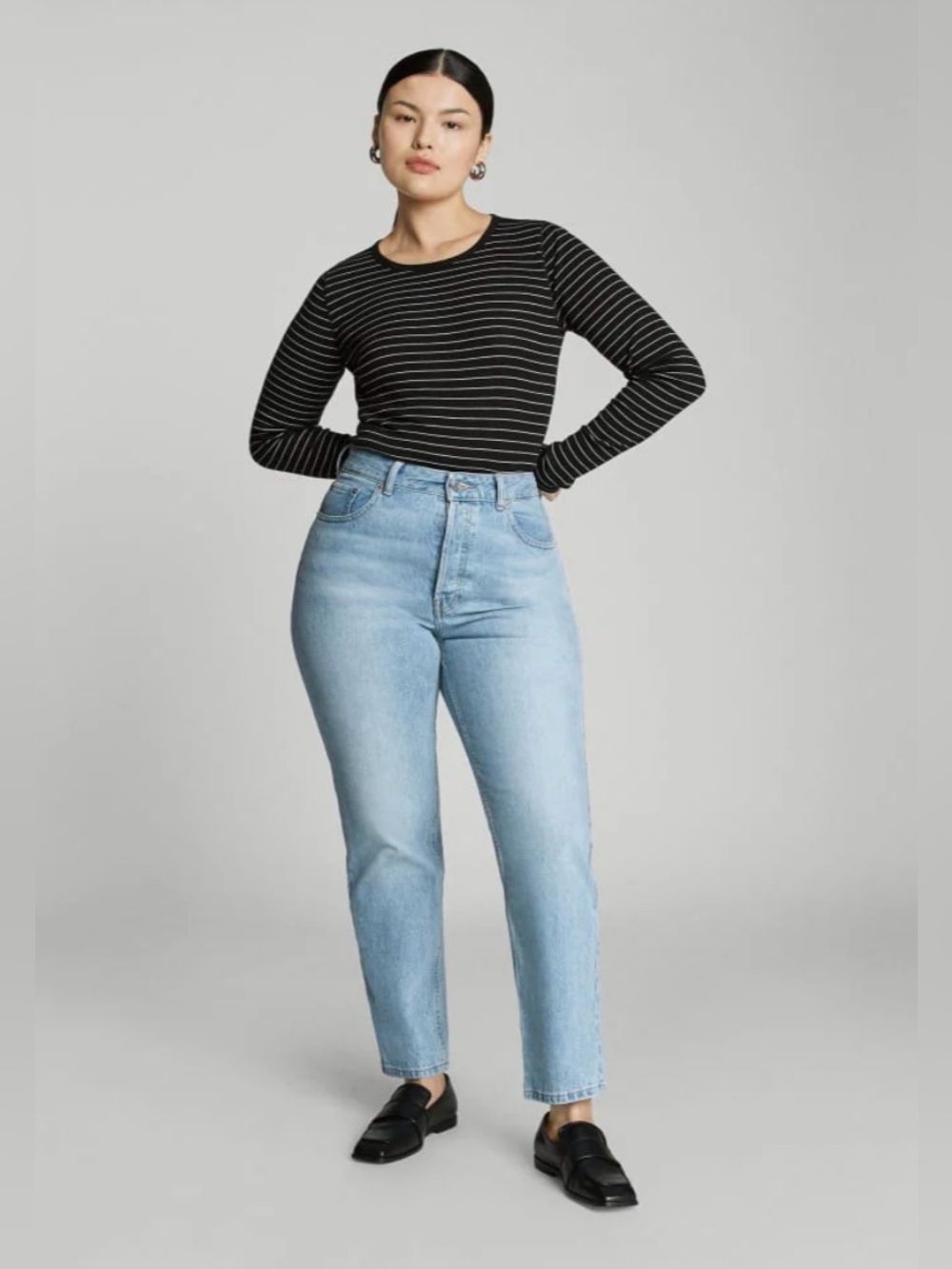 New Everlane THE '90S CHEEKY HOURGLASS JEAN Sunbleached Blue Size 25 Ankle